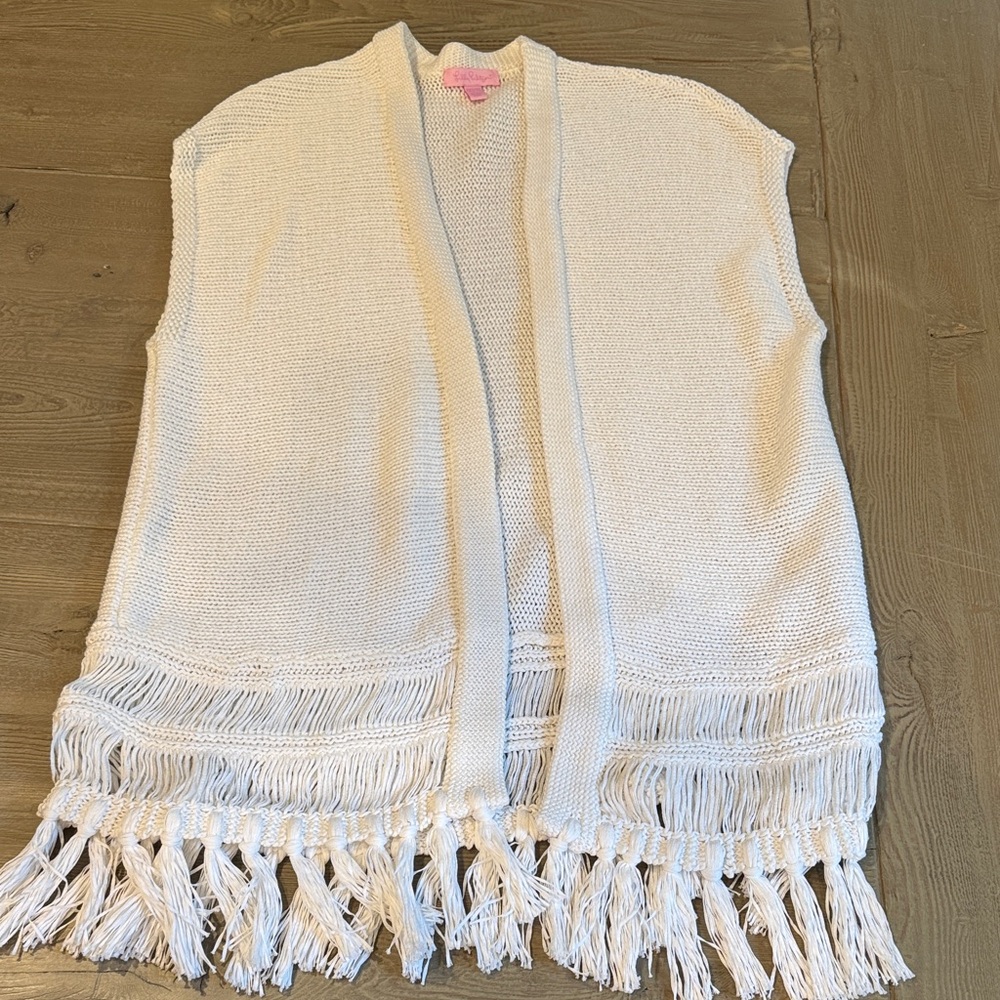 Lilly Pulitzer Bedford White Knit Cardigan/ Vest SIZE XS